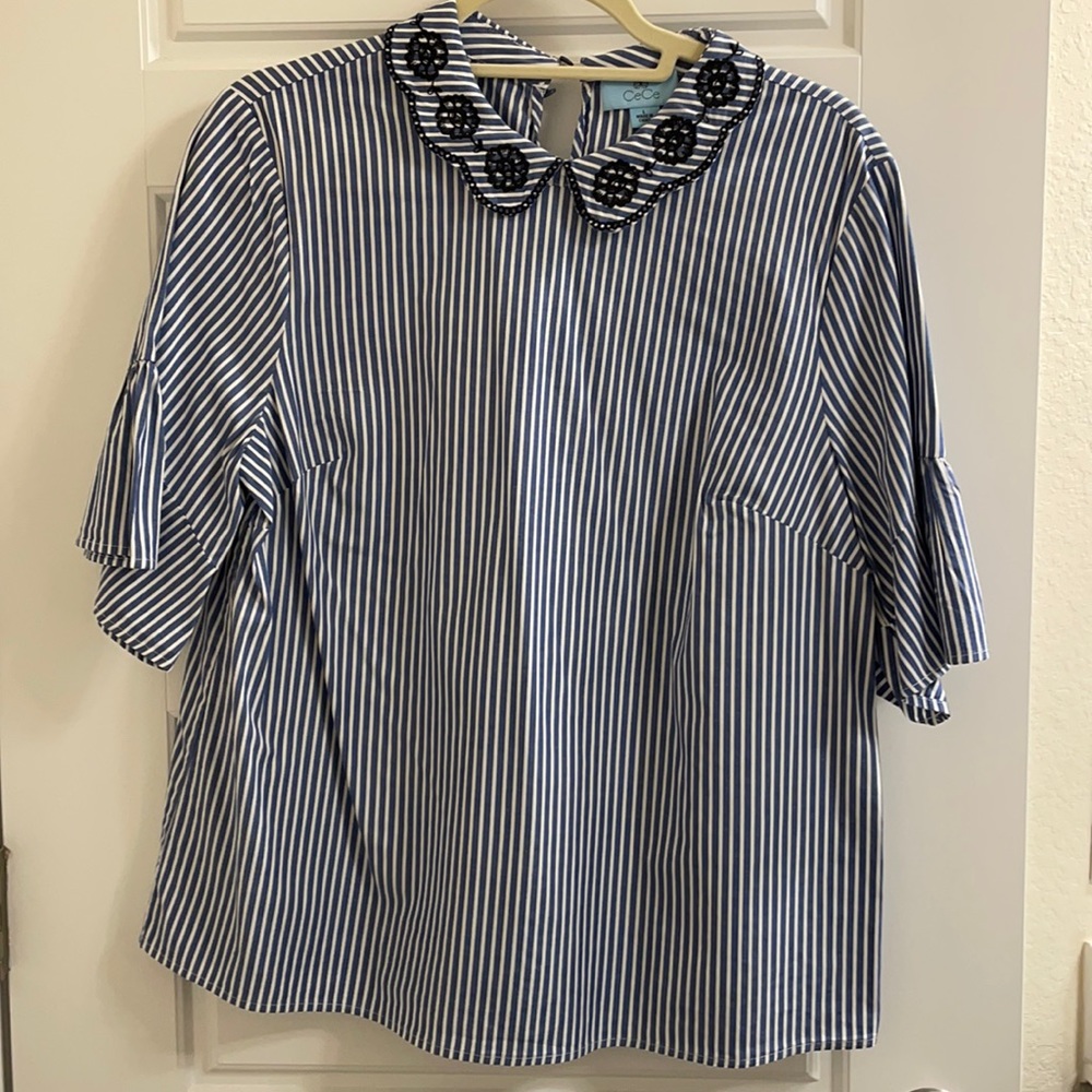 Sweet CeCe striped Peter Pan collar blouse